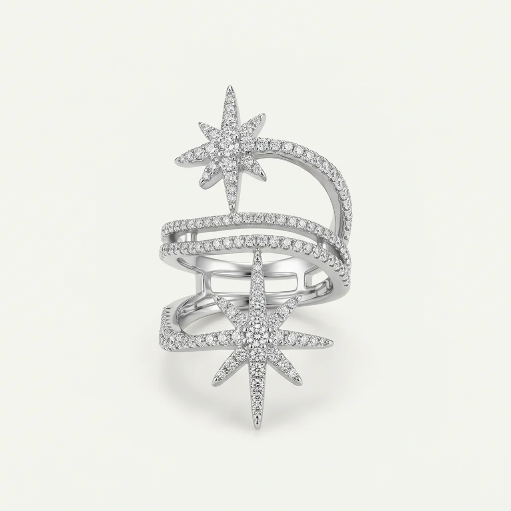 Chaira Layering Star Ring In Silver
